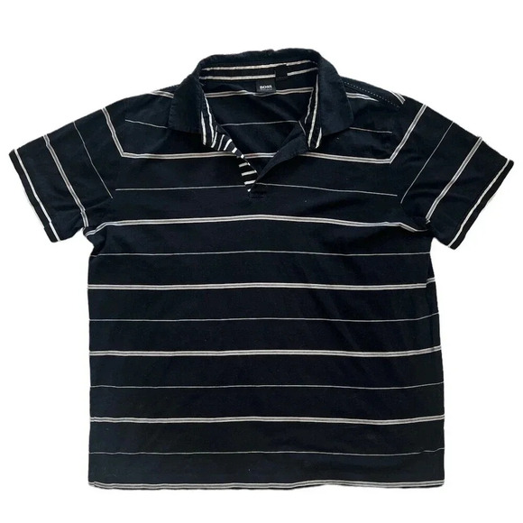 Hugo Boss Black Striped Polo Shirt M - Picture 1 of 4